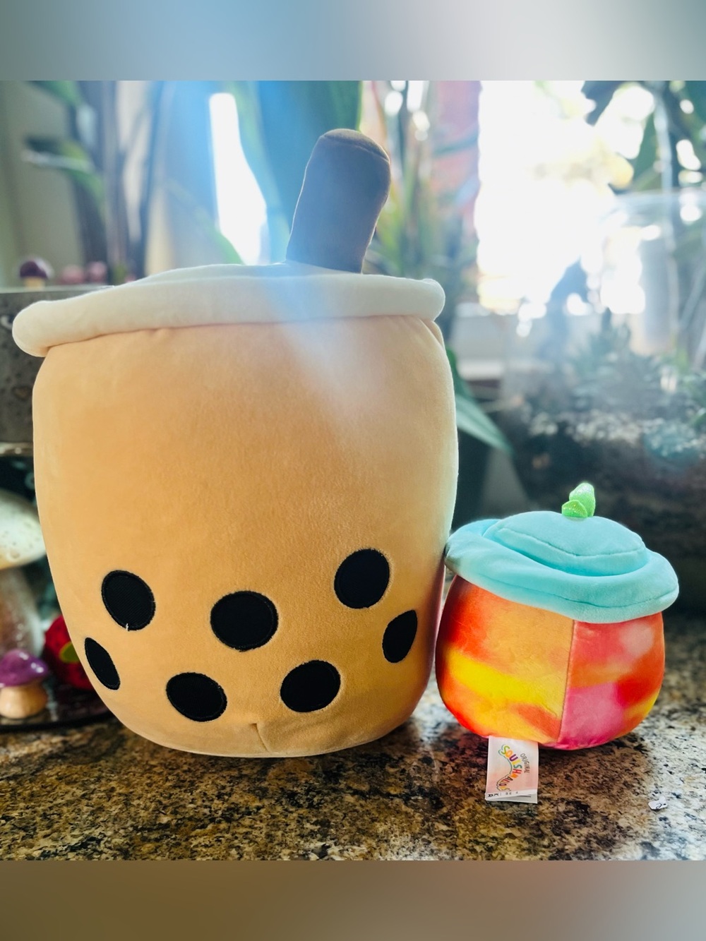 Squishmallows Yellow Bubble Tea & Peach Plush Duo with Aqua Top - Picture 2 of 12